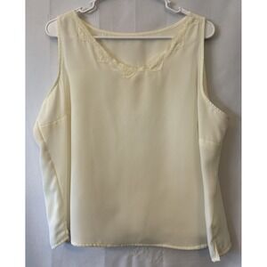 Vintage Ivory lace tank Top camisole‎ size large Coquette Romantic Lagenlook